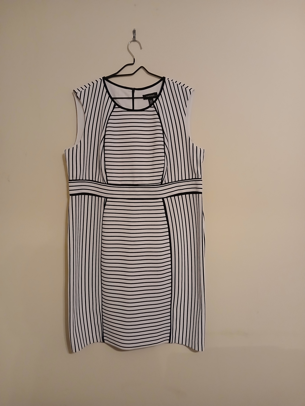 R&M Richards Black and White Striped Sheath Dress